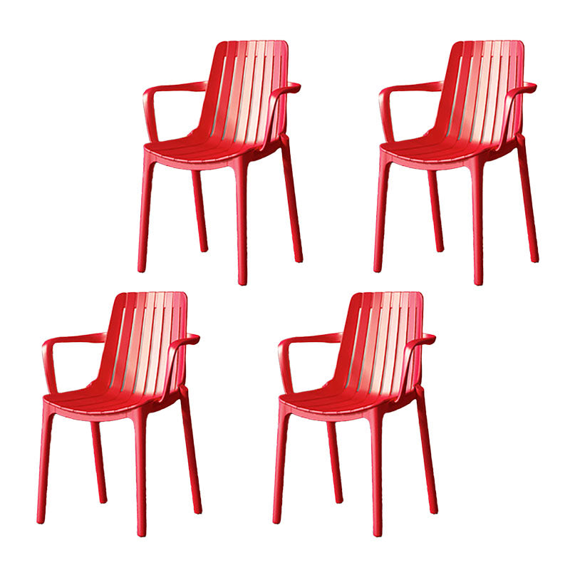Contemporary Style Stackable Chairs Dining Plastic Arm Chair for Kitchen Red 4 Piece Set Clearhalo 'Dining Chairs' 'Dining Tables & Seating' 'dining_chair' 'furn' 'furn_dining_chair' 'Furniture' 'furniture_dining_chair' 'Kitchen & Dining Furniture' 4864057