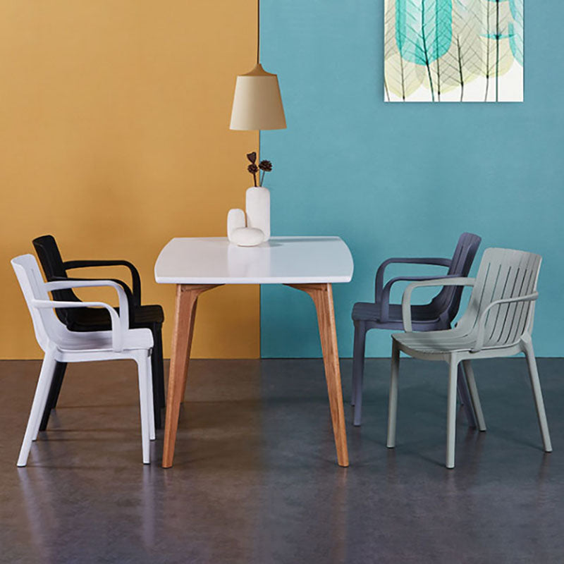 Contemporary Style Stackable Chairs Dining Plastic Arm Chair for Kitchen Clearhalo 'Dining Chairs' 'Dining Tables & Seating' 'dining_chair' 'furn' 'furn_dining_chair' 'Furniture' 'furniture_dining_chair' 'Kitchen & Dining Furniture' 4864058