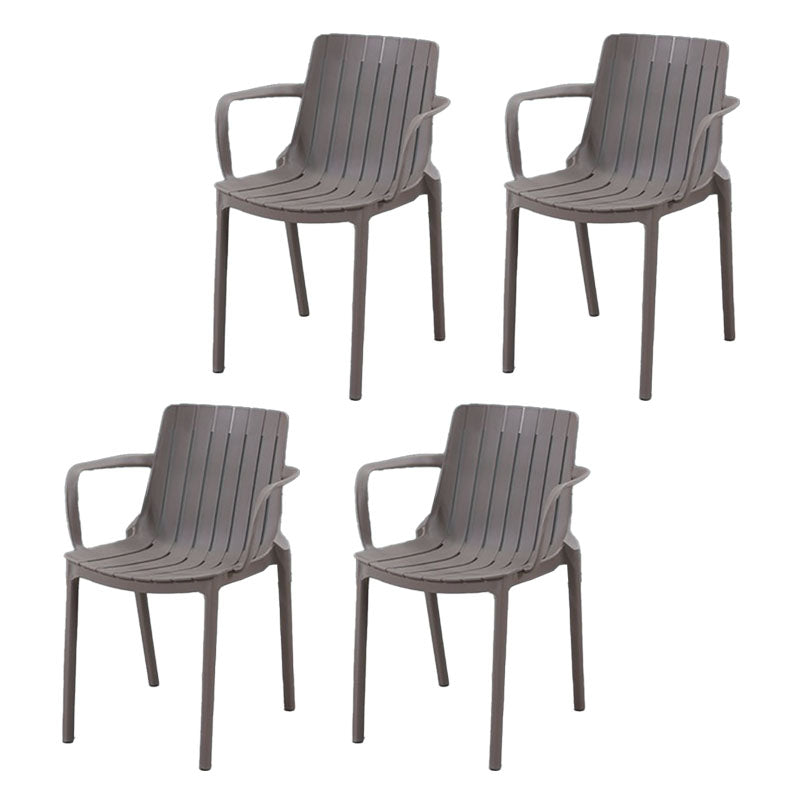 Contemporary Style Stackable Chairs Dining Plastic Arm Chair for Kitchen Grey 4 Piece Set Clearhalo 'Dining Chairs' 'Dining Tables & Seating' 'dining_chair' 'furn' 'furn_dining_chair' 'Furniture' 'furniture_dining_chair' 'Kitchen & Dining Furniture' 4864059