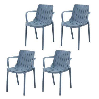 Contemporary Style Stackable Chairs Dining Plastic Arm Chair for Kitchen Gray-Blue 4 Piece Set Clearhalo 'Dining Chairs' 'Dining Tables & Seating' 'dining_chair' 'furn' 'furn_dining_chair' 'Furniture' 'furniture_dining_chair' 'Kitchen & Dining Furniture' 4864061