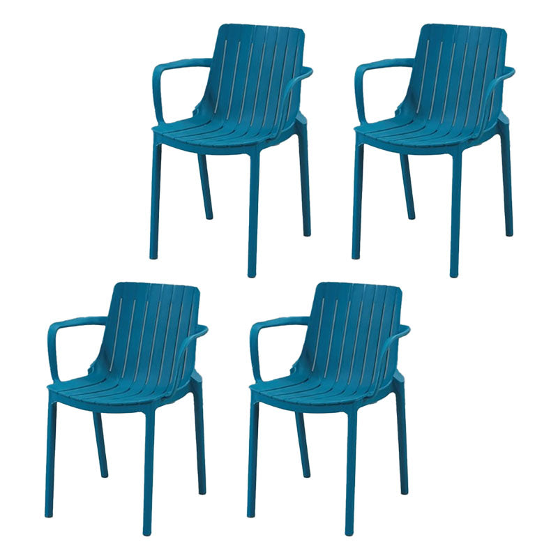 Contemporary Style Stackable Chairs Dining Plastic Arm Chair for Kitchen Dark Blue 4 Piece Set Clearhalo 'Dining Chairs' 'Dining Tables & Seating' 'dining_chair' 'furn' 'furn_dining_chair' 'Furniture' 'furniture_dining_chair' 'Kitchen & Dining Furniture' 4864063