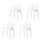 Contemporary Style Stackable Chairs Dining Plastic Arm Chair for Kitchen White 4 Piece Set Clearhalo 'Dining Chairs' 'Dining Tables & Seating' 'dining_chair' 'furn' 'furn_dining_chair' 'Furniture' 'furniture_dining_chair' 'Kitchen & Dining Furniture' 4864067
