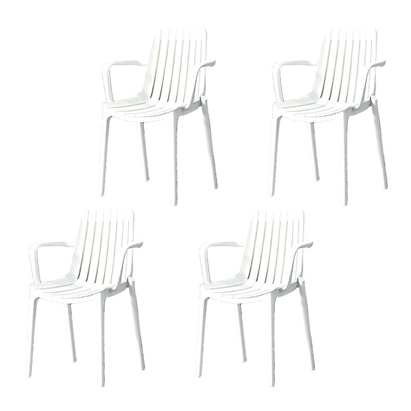 Contemporary Style Stackable Chairs Dining Plastic Arm Chair for Kitchen White 4 Piece Set Clearhalo 'Dining Chairs' 'Dining Tables & Seating' 'dining_chair' 'furn' 'furn_dining_chair' 'Furniture' 'furniture_dining_chair' 'Kitchen & Dining Furniture' 4864067