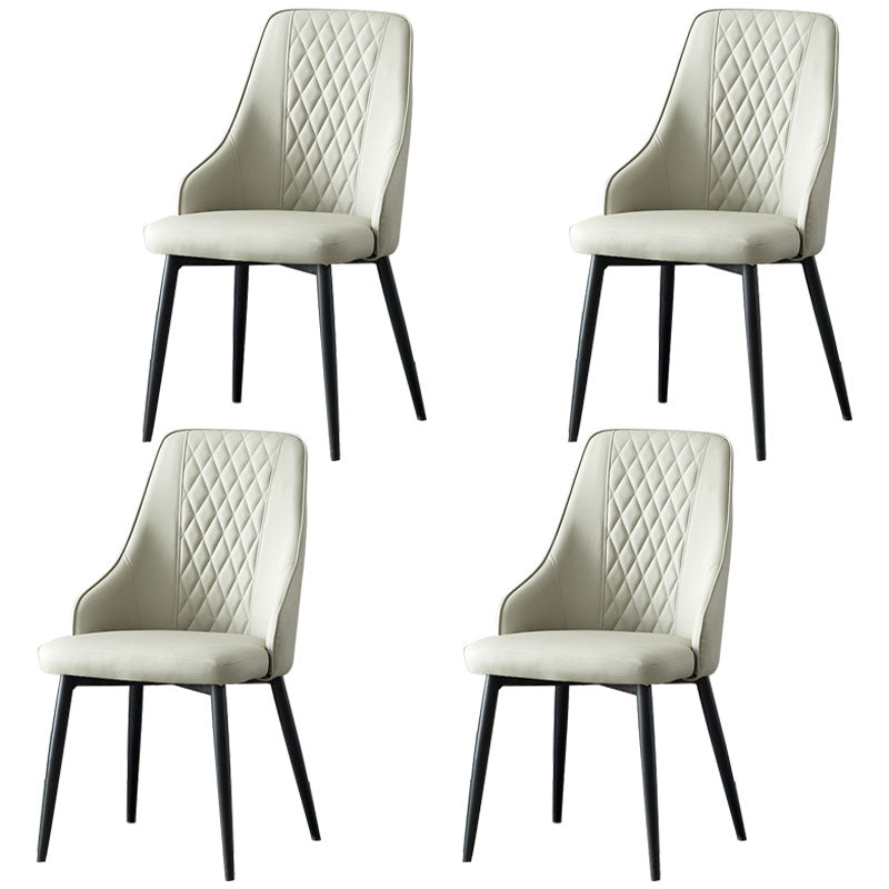 Modern Dining Parsons Chair Armless Chair with Metal Legs for Kitchen Off-White 4 Piece Set Clearhalo 'Dining Chairs' 'Dining Tables & Seating' 'dining_chair' 'furn' 'furn_dining_chair' 'Furniture' 'furniture_dining_chair' 'Kitchen & Dining Furniture' 4864113