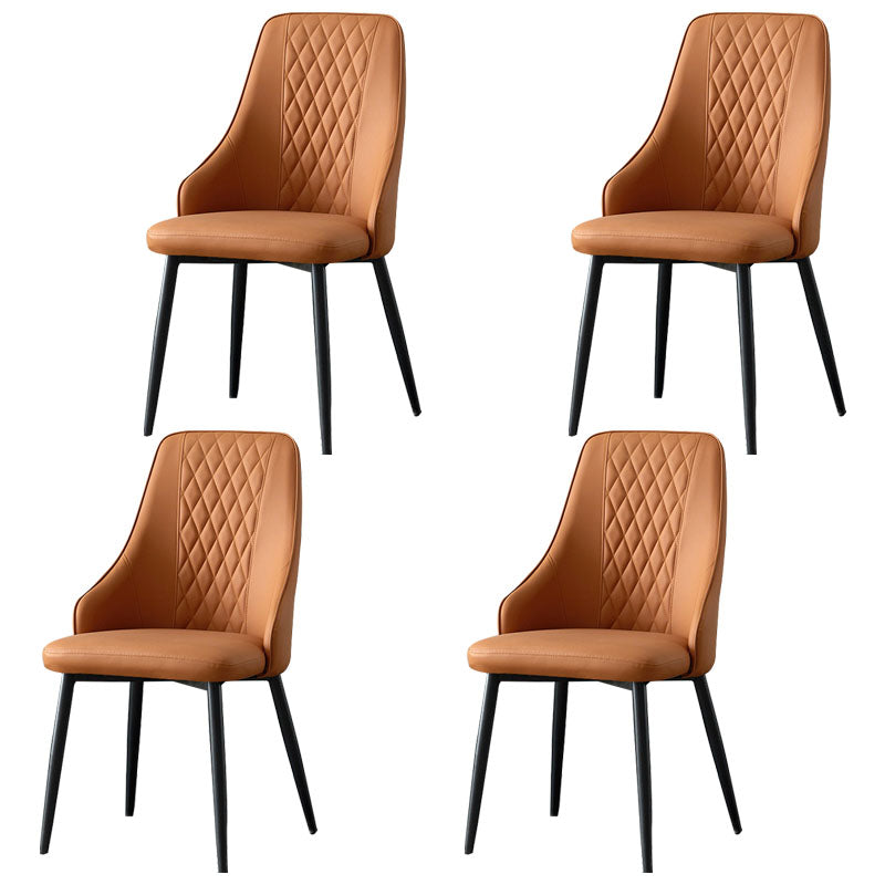 Modern Dining Parsons Chair Armless Chair with Metal Legs for Kitchen Brown 4 Piece Set Clearhalo 'Dining Chairs' 'Dining Tables & Seating' 'dining_chair' 'furn' 'furn_dining_chair' 'Furniture' 'furniture_dining_chair' 'Kitchen & Dining Furniture' 4864116