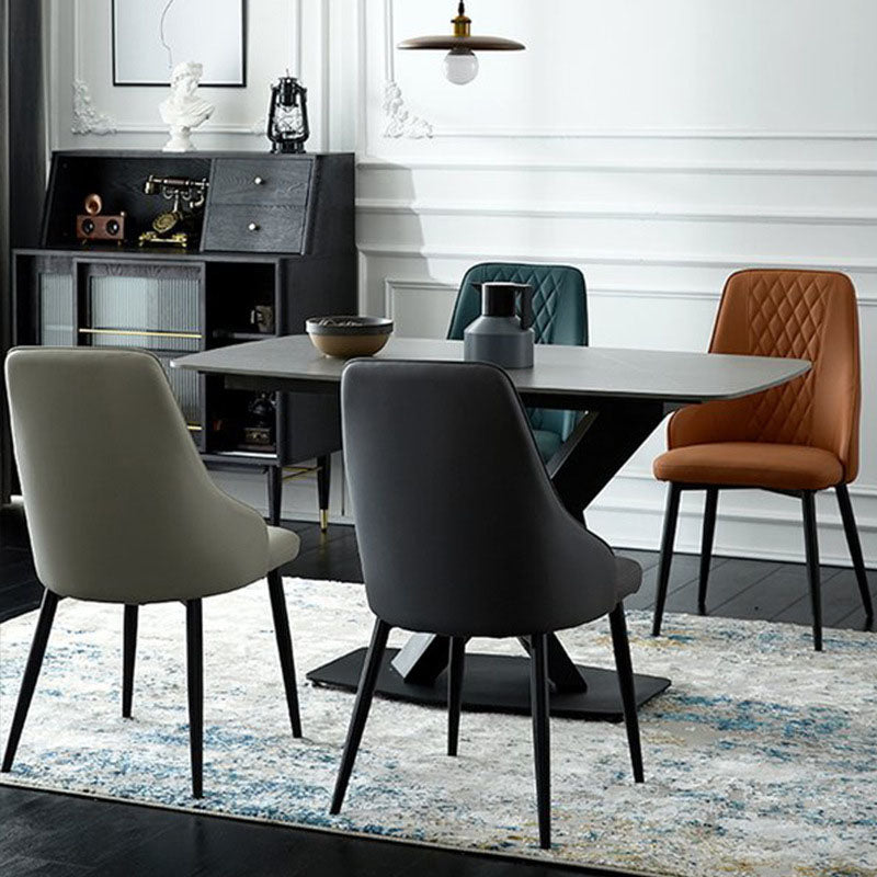 Modern Dining Parsons Chair Armless Chair with Metal Legs for Kitchen Clearhalo 'Dining Chairs' 'Dining Tables & Seating' 'dining_chair' 'furn' 'furn_dining_chair' 'Furniture' 'furniture_dining_chair' 'Kitchen & Dining Furniture' 4864117