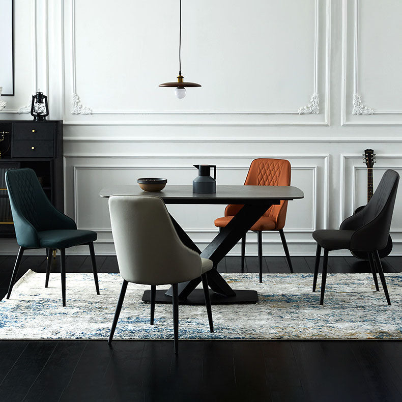 Modern Dining Parsons Chair Armless Chair with Metal Legs for Kitchen Clearhalo 'Dining Chairs' 'Dining Tables & Seating' 'dining_chair' 'furn' 'furn_dining_chair' 'Furniture' 'furniture_dining_chair' 'Kitchen & Dining Furniture' 4864119