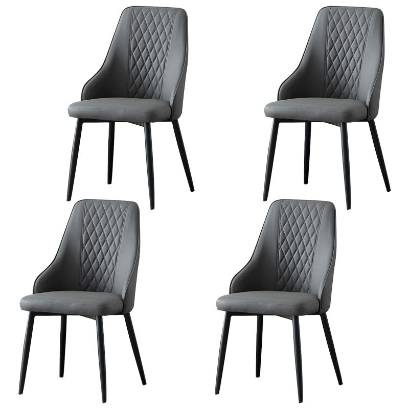 Modern Dining Parsons Chair Armless Chair with Metal Legs for Kitchen Light Gray 4 Piece Set Clearhalo 'Dining Chairs' 'Dining Tables & Seating' 'dining_chair' 'furn' 'furn_dining_chair' 'Furniture' 'furniture_dining_chair' 'Kitchen & Dining Furniture' 4864120