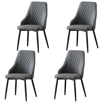 Modern Dining Parsons Chair Armless Chair with Metal Legs for Kitchen Light Gray 4 Piece Set Clearhalo 'Dining Chairs' 'Dining Tables & Seating' 'dining_chair' 'furn' 'furn_dining_chair' 'Furniture' 'furniture_dining_chair' 'Kitchen & Dining Furniture' 4864120