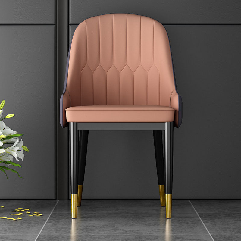 Scandinavian Style Arm Solid Back Dining Side Chair PU Leather Dining Chairs Clearhalo 'Dining Chairs' 'Dining Tables & Seating' 'dining_chair' 'furn' 'furn_dining_chair' 'Furniture' 'furniture_dining_chair' 'Kitchen & Dining Furniture' 4864131