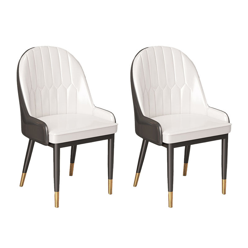 Scandinavian Style Arm Solid Back Dining Side Chair PU Leather Dining Chairs White-Black 2 Piece Set Clearhalo 'Dining Chairs' 'Dining Tables & Seating' 'dining_chair' 'furn' 'furn_dining_chair' 'Furniture' 'furniture_dining_chair' 'Kitchen & Dining Furniture' 4864133