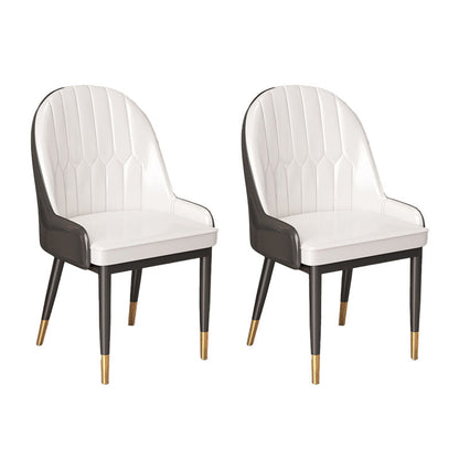 Scandinavian Style Arm Solid Back Dining Side Chair PU Leather Dining Chairs White-Black 2 Piece Set Clearhalo 'Dining Chairs' 'Dining Tables & Seating' 'dining_chair' 'furn' 'furn_dining_chair' 'Furniture' 'furniture_dining_chair' 'Kitchen & Dining Furniture' 4864133