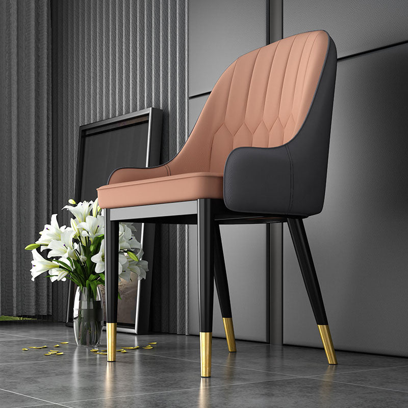 Scandinavian Style Arm Solid Back Dining Side Chair PU Leather Dining Chairs Clearhalo 'Dining Chairs' 'Dining Tables & Seating' 'dining_chair' 'furn' 'furn_dining_chair' 'Furniture' 'furniture_dining_chair' 'Kitchen & Dining Furniture' 4864134