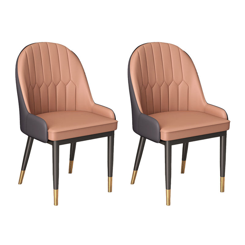 Scandinavian Style Arm Solid Back Dining Side Chair PU Leather Dining Chairs Gray Coffee 2 Piece Set Clearhalo 'Dining Chairs' 'Dining Tables & Seating' 'dining_chair' 'furn' 'furn_dining_chair' 'Furniture' 'furniture_dining_chair' 'Kitchen & Dining Furniture' 4864136