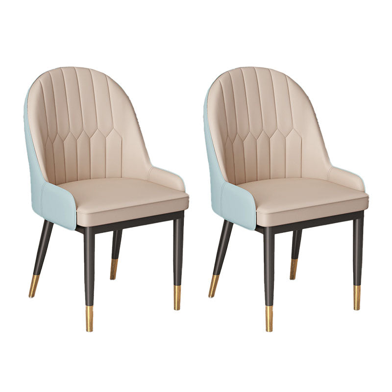 Scandinavian Style Arm Solid Back Dining Side Chair PU Leather Dining Chairs Sky Blue-White 2 Piece Set Clearhalo 'Dining Chairs' 'Dining Tables & Seating' 'dining_chair' 'furn' 'furn_dining_chair' 'Furniture' 'furniture_dining_chair' 'Kitchen & Dining Furniture' 4864139