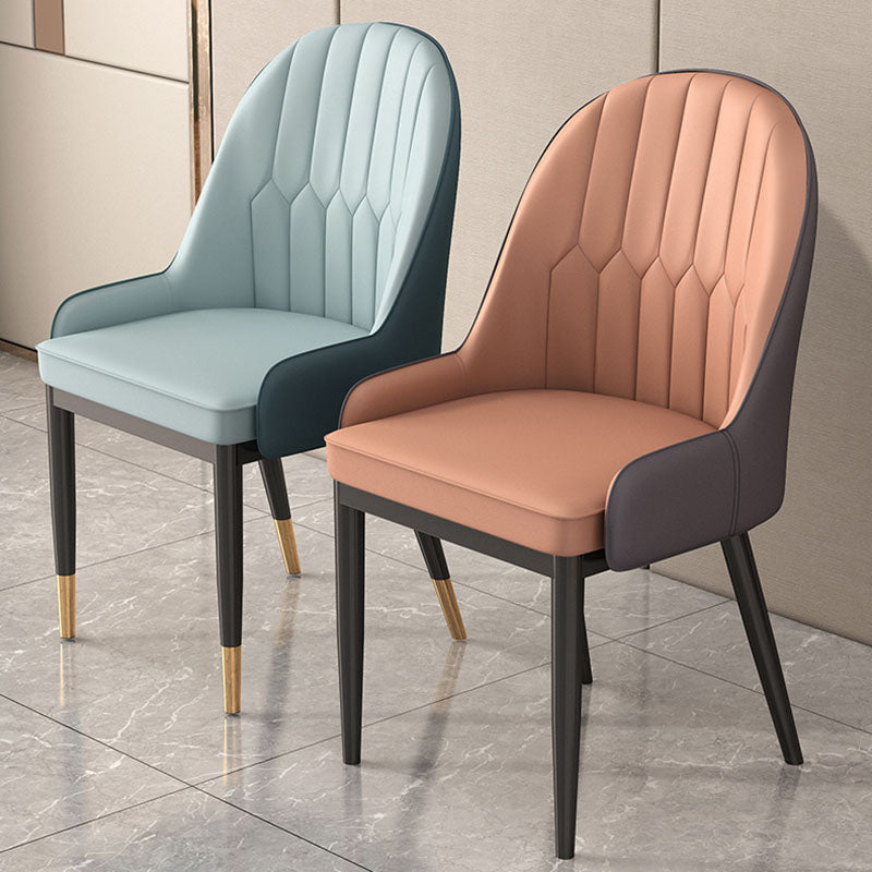 Scandinavian Style Arm Solid Back Dining Side Chair PU Leather Dining Chairs Clearhalo 'Dining Chairs' 'Dining Tables & Seating' 'dining_chair' 'furn' 'furn_dining_chair' 'Furniture' 'furniture_dining_chair' 'Kitchen & Dining Furniture' 4864149
