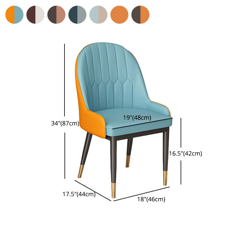Scandinavian Style Arm Solid Back Dining Side Chair PU Leather Dining Chairs Clearhalo 'Dining Chairs' 'Dining Tables & Seating' 'dining_chair' 'furn' 'furn_dining_chair' 'Furniture' 'furniture_dining_chair' 'Kitchen & Dining Furniture' 4864150