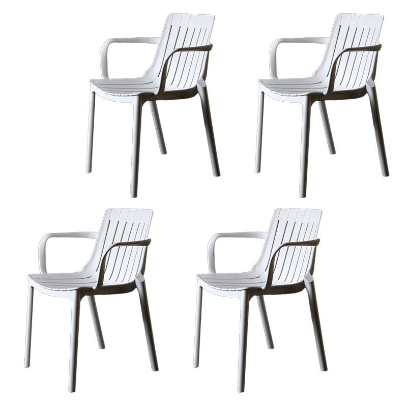 Contemporary Style Stackable Chairs Dining Arm Chairs with Plastic Legs White 4 Piece Set Clearhalo 'Dining Chairs' 'Dining Tables & Seating' 'dining_chair' 'furn' 'furn_dining_chair' 'Furniture' 'furniture_dining_chair' 'Kitchen & Dining Furniture' 4864152
