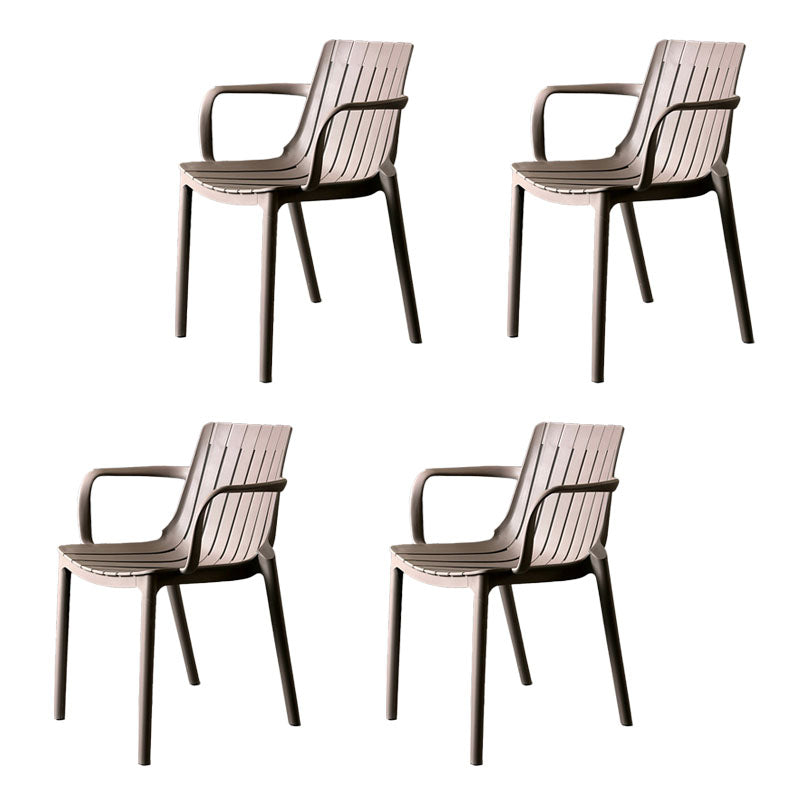 Contemporary Style Stackable Chairs Dining Arm Chairs with Plastic Legs Light Gray 4 Piece Set Clearhalo 'Dining Chairs' 'Dining Tables & Seating' 'dining_chair' 'furn' 'furn_dining_chair' 'Furniture' 'furniture_dining_chair' 'Kitchen & Dining Furniture' 4864154