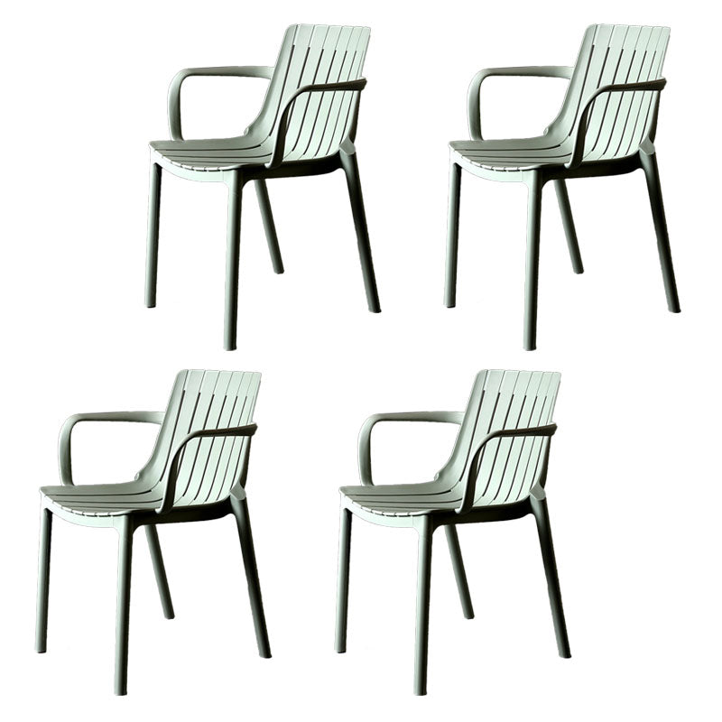 Contemporary Style Stackable Chairs Dining Arm Chairs with Plastic Legs Gray-Green 4 Piece Set Clearhalo 'Dining Chairs' 'Dining Tables & Seating' 'dining_chair' 'furn' 'furn_dining_chair' 'Furniture' 'furniture_dining_chair' 'Kitchen & Dining Furniture' 4864156