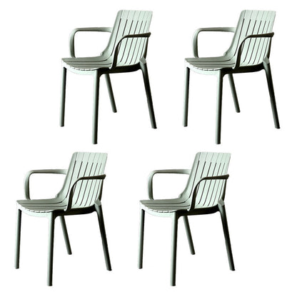 Contemporary Style Stackable Chairs Dining Arm Chairs with Plastic Legs Gray-Green 4 Piece Set Clearhalo 'Dining Chairs' 'Dining Tables & Seating' 'dining_chair' 'furn' 'furn_dining_chair' 'Furniture' 'furniture_dining_chair' 'Kitchen & Dining Furniture' 4864156