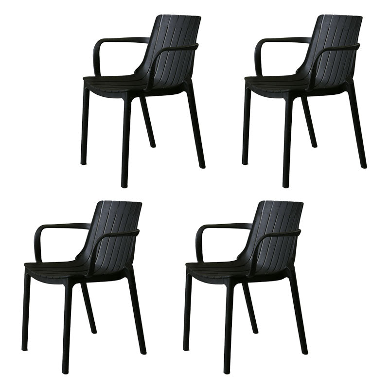 Contemporary Style Stackable Chairs Dining Arm Chairs with Plastic Legs Black 4 Piece Set Clearhalo 'Dining Chairs' 'Dining Tables & Seating' 'dining_chair' 'furn' 'furn_dining_chair' 'Furniture' 'furniture_dining_chair' 'Kitchen & Dining Furniture' 4864157