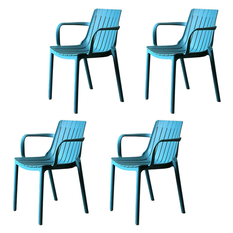 Contemporary Style Stackable Chairs Dining Arm Chairs with Plastic Legs Dark Blue 4 Piece Set Clearhalo 'Dining Chairs' 'Dining Tables & Seating' 'dining_chair' 'furn' 'furn_dining_chair' 'Furniture' 'furniture_dining_chair' 'Kitchen & Dining Furniture' 4864161