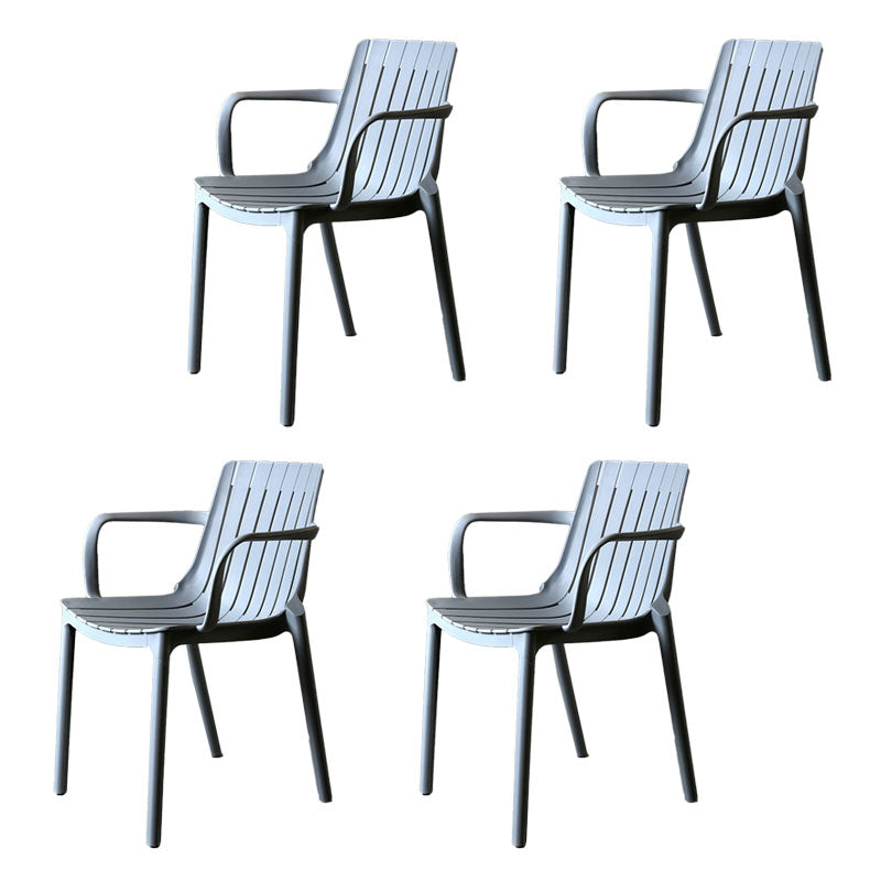 Contemporary Style Stackable Chairs Dining Arm Chairs with Plastic Legs Gray Blue 4 Piece Set Clearhalo 'Dining Chairs' 'Dining Tables & Seating' 'dining_chair' 'furn' 'furn_dining_chair' 'Furniture' 'furniture_dining_chair' 'Kitchen & Dining Furniture' 4864163