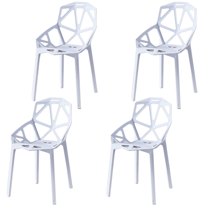 Contemporary Style Stackable Chairs Dining Plastic Arm Chairs for Kitchen White 4 Piece Set Clearhalo 'Dining Chairs' 'Dining Tables & Seating' 'dining_chair' 'furn' 'furn_dining_chair' 'Furniture' 'furniture_dining_chair' 'Kitchen & Dining Furniture' 4864174