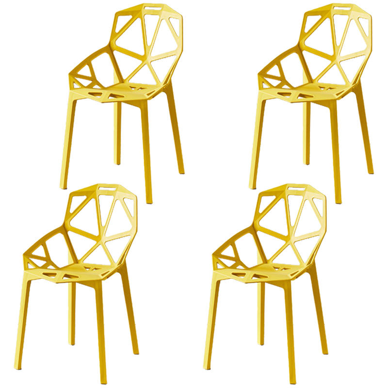 Contemporary Style Stackable Chairs Dining Plastic Arm Chairs for Kitchen Yellow 4 Piece Set Clearhalo 'Dining Chairs' 'Dining Tables & Seating' 'dining_chair' 'furn' 'furn_dining_chair' 'Furniture' 'furniture_dining_chair' 'Kitchen & Dining Furniture' 4864175