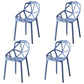 Contemporary Style Stackable Chairs Dining Plastic Arm Chairs for Kitchen Gray-Blue 4 Piece Set Clearhalo 'Dining Chairs' 'Dining Tables & Seating' 'dining_chair' 'furn' 'furn_dining_chair' 'Furniture' 'furniture_dining_chair' 'Kitchen & Dining Furniture' 4864180