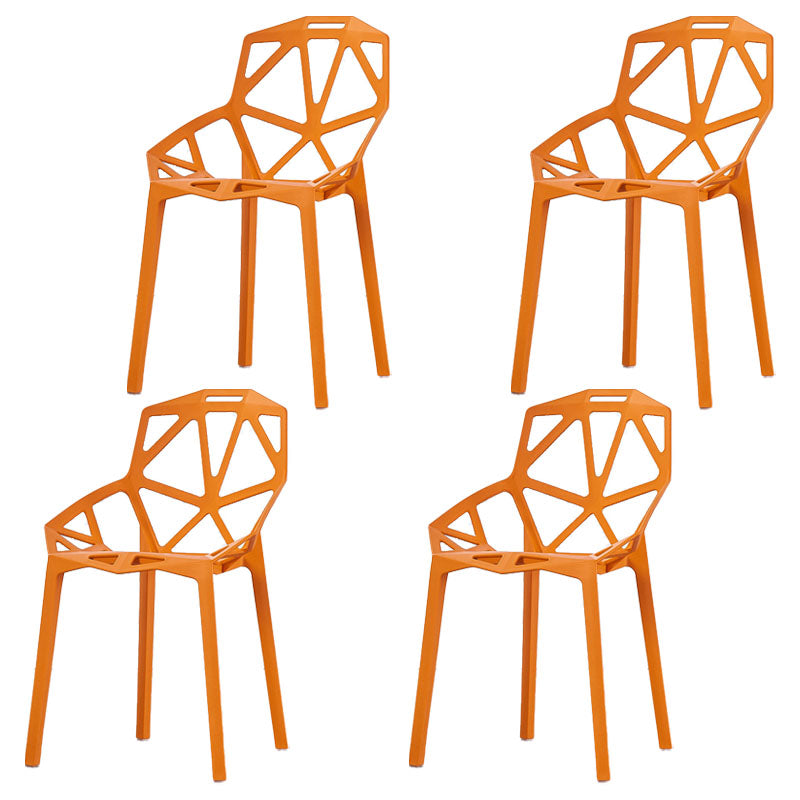Contemporary Style Stackable Chairs Dining Plastic Arm Chairs for Kitchen Orange 4 Piece Set Clearhalo 'Dining Chairs' 'Dining Tables & Seating' 'dining_chair' 'furn' 'furn_dining_chair' 'Furniture' 'furniture_dining_chair' 'Kitchen & Dining Furniture' 4864181