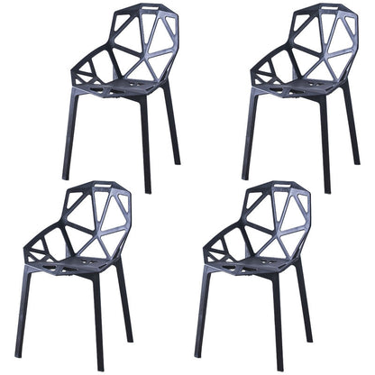 Contemporary Style Stackable Chairs Dining Plastic Arm Chairs for Kitchen Black 4 Piece Set Clearhalo 'Dining Chairs' 'Dining Tables & Seating' 'dining_chair' 'furn' 'furn_dining_chair' 'Furniture' 'furniture_dining_chair' 'Kitchen & Dining Furniture' 4864183