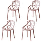 Contemporary Style Stackable Chairs Dining Plastic Arm Chairs for Kitchen Pink 4 Piece Set Clearhalo 'Dining Chairs' 'Dining Tables & Seating' 'dining_chair' 'furn' 'furn_dining_chair' 'Furniture' 'furniture_dining_chair' 'Kitchen & Dining Furniture' 4864185