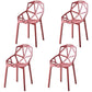 Contemporary Style Stackable Chairs Dining Plastic Arm Chairs for Kitchen Red 4 Piece Set Clearhalo 'Dining Chairs' 'Dining Tables & Seating' 'dining_chair' 'furn' 'furn_dining_chair' 'Furniture' 'furniture_dining_chair' 'Kitchen & Dining Furniture' 4864187