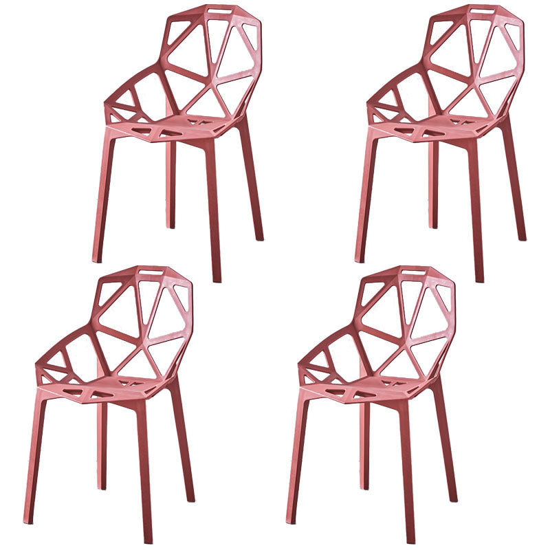 Contemporary Style Stackable Chairs Dining Plastic Arm Chairs for Kitchen Red 4 Piece Set Clearhalo 'Dining Chairs' 'Dining Tables & Seating' 'dining_chair' 'furn' 'furn_dining_chair' 'Furniture' 'furniture_dining_chair' 'Kitchen & Dining Furniture' 4864187