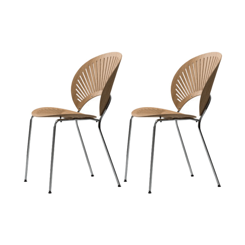 Industrial Style Wood Dining Side Chair Open Back Dining Side Chair Natural 2 Piece Set Silver Clearhalo 'Dining Chairs' 'Dining Tables & Seating' 'dining_chair' 'furn' 'furn_dining_chair' 'Furniture' 'furniture_dining_chair' 'Kitchen & Dining Furniture' 4864230