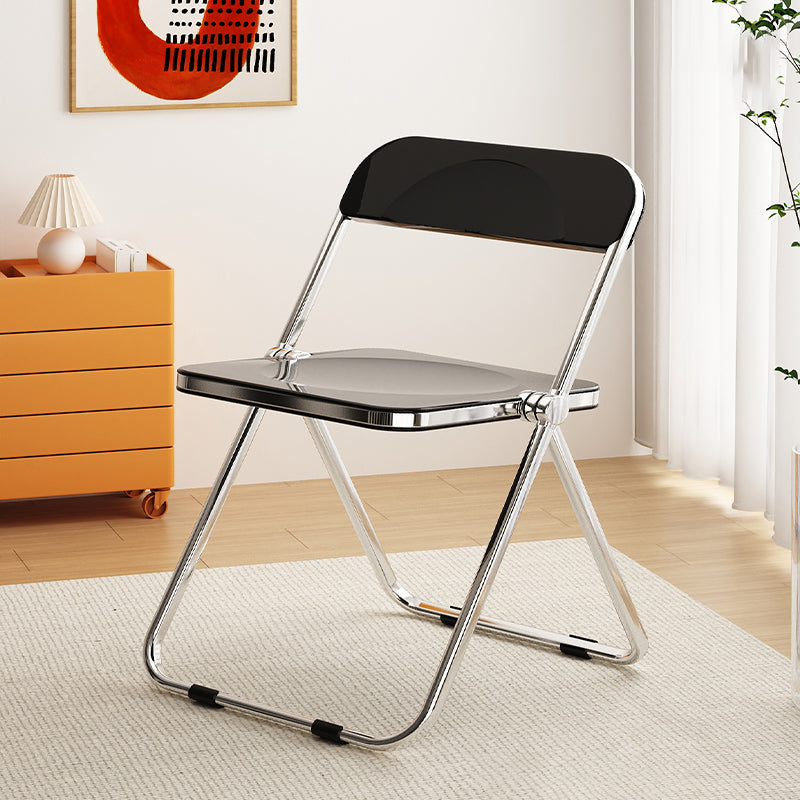 Industrial Style Folding Side Chair for Home Plastic Dining Armless Chair Black 1 Piece Clearhalo 'Dining Chairs' 'Dining Tables & Seating' 'dining_chair' 'furn' 'furn_dining_chair' 'Furniture' 'furniture_dining_chair' 'Kitchen & Dining Furniture' 4864239