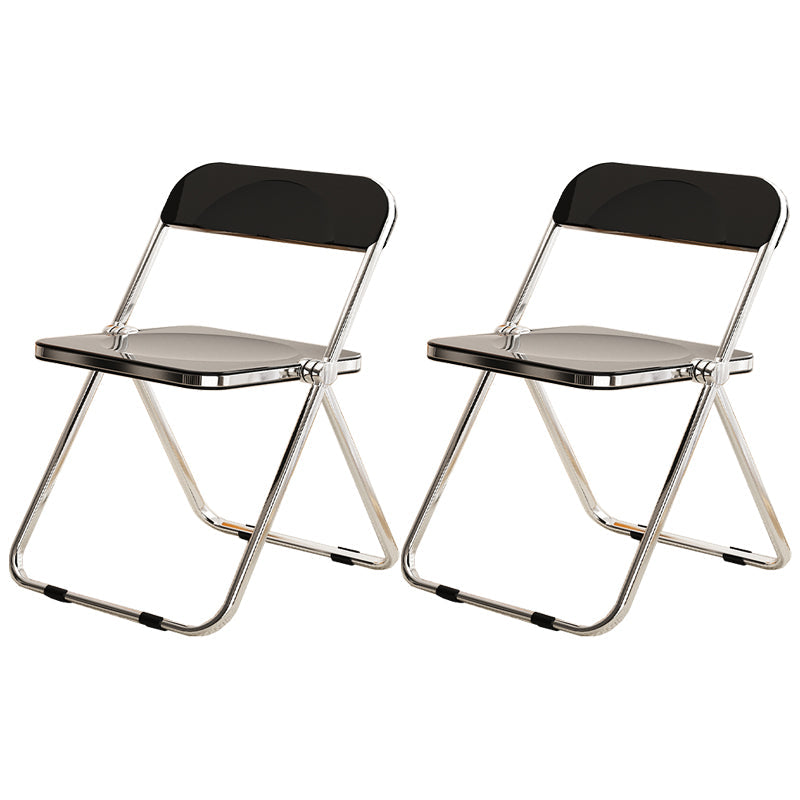 Industrial Style Folding Side Chair for Home Plastic Dining Armless Chair Black 2 Piece Set Clearhalo 'Dining Chairs' 'Dining Tables & Seating' 'dining_chair' 'furn' 'furn_dining_chair' 'Furniture' 'furniture_dining_chair' 'Kitchen & Dining Furniture' 4864240
