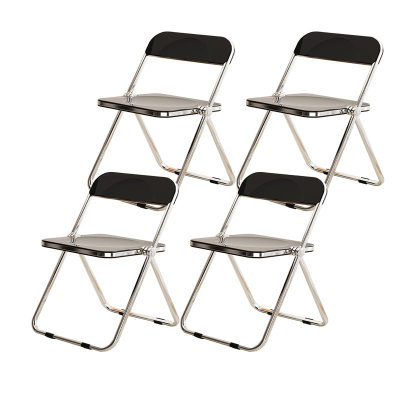 Industrial Style Folding Side Chair for Home Plastic Dining Armless Chair Black 4 Piece Set Clearhalo 'Dining Chairs' 'Dining Tables & Seating' 'dining_chair' 'furn' 'furn_dining_chair' 'Furniture' 'furniture_dining_chair' 'Kitchen & Dining Furniture' 4864242
