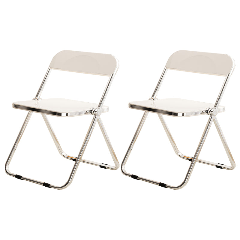 Industrial Style Folding Side Chair for Home Plastic Dining Armless Chair White 2 Piece Set Clearhalo 'Dining Chairs' 'Dining Tables & Seating' 'dining_chair' 'furn' 'furn_dining_chair' 'Furniture' 'furniture_dining_chair' 'Kitchen & Dining Furniture' 4864247