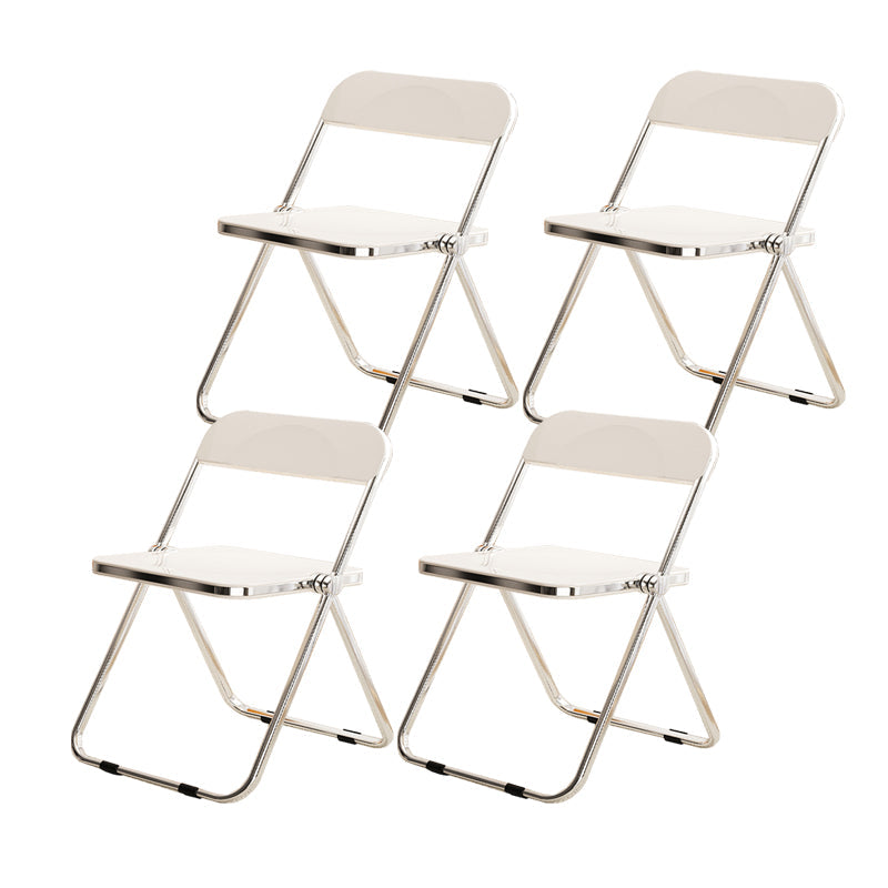 Industrial Style Folding Side Chair for Home Plastic Dining Armless Chair White 4 Piece Set Clearhalo 'Dining Chairs' 'Dining Tables & Seating' 'dining_chair' 'furn' 'furn_dining_chair' 'Furniture' 'furniture_dining_chair' 'Kitchen & Dining Furniture' 4864248