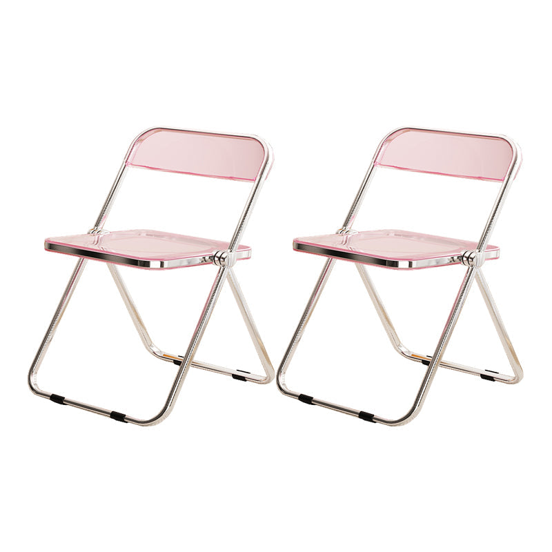 Industrial Style Folding Side Chair for Home Plastic Dining Armless Chair Pink 2 Piece Set Clearhalo 'Dining Chairs' 'Dining Tables & Seating' 'dining_chair' 'furn' 'furn_dining_chair' 'Furniture' 'furniture_dining_chair' 'Kitchen & Dining Furniture' 4864252