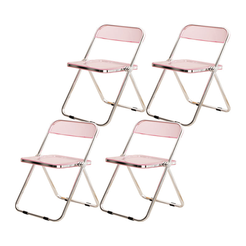 Industrial Style Folding Side Chair for Home Plastic Dining Armless Chair Pink 4 Piece Set Clearhalo 'Dining Chairs' 'Dining Tables & Seating' 'dining_chair' 'furn' 'furn_dining_chair' 'Furniture' 'furniture_dining_chair' 'Kitchen & Dining Furniture' 4864254
