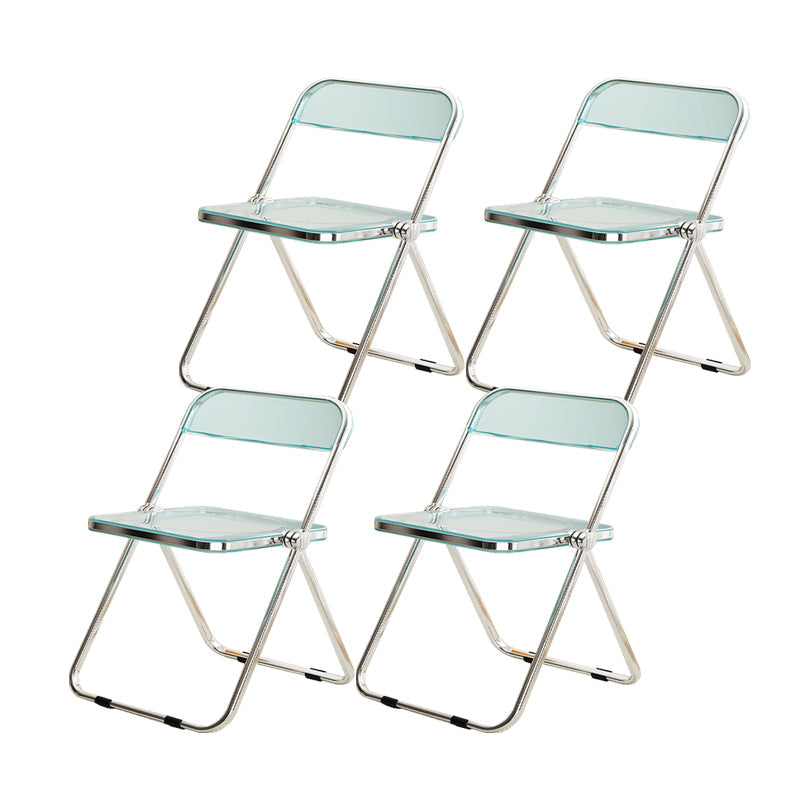Industrial Style Folding Side Chair for Home Plastic Dining Armless Chair Blue 4 Piece Set Clearhalo 'Dining Chairs' 'Dining Tables & Seating' 'dining_chair' 'furn' 'furn_dining_chair' 'Furniture' 'furniture_dining_chair' 'Kitchen & Dining Furniture' 4864258