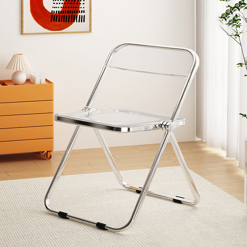 Industrial Style Folding Side Chair for Home Plastic Dining Armless Chair Clear 1 Piece Clearhalo 'Dining Chairs' 'Dining Tables & Seating' 'dining_chair' 'furn' 'furn_dining_chair' 'Furniture' 'furniture_dining_chair' 'Kitchen & Dining Furniture' 4864259