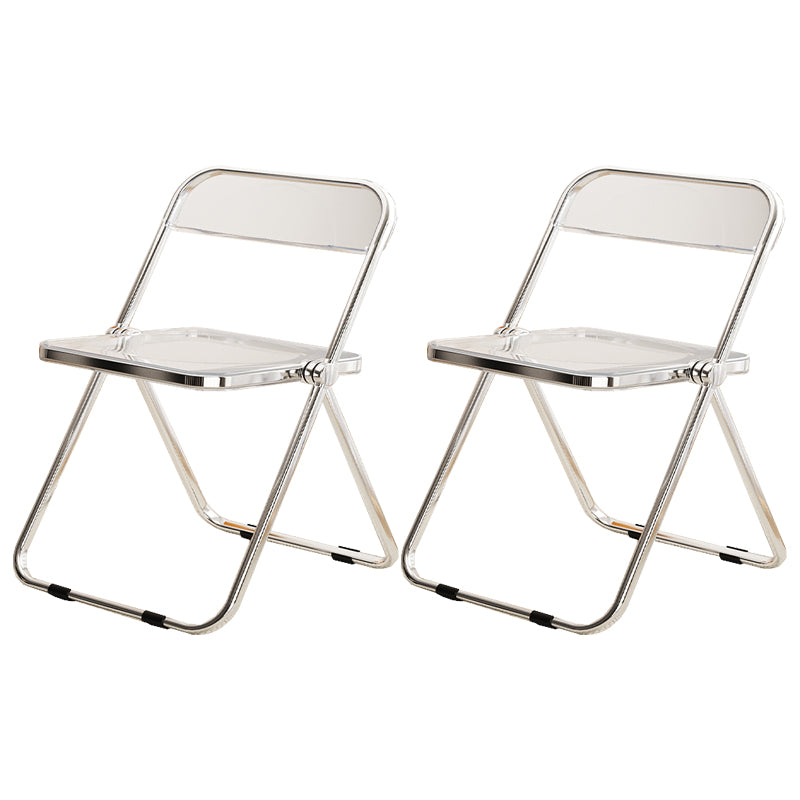 Industrial Style Folding Side Chair for Home Plastic Dining Armless Chair Clear 2 Piece Set Clearhalo 'Dining Chairs' 'Dining Tables & Seating' 'dining_chair' 'furn' 'furn_dining_chair' 'Furniture' 'furniture_dining_chair' 'Kitchen & Dining Furniture' 4864260