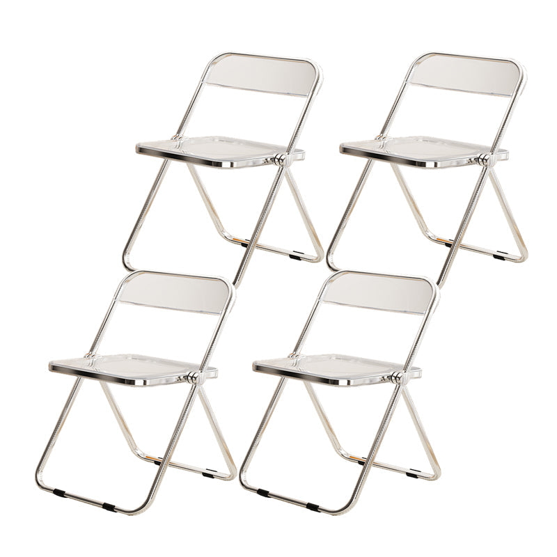 Industrial Style Folding Side Chair for Home Plastic Dining Armless Chair Clear 4 Piece Set Clearhalo 'Dining Chairs' 'Dining Tables & Seating' 'dining_chair' 'furn' 'furn_dining_chair' 'Furniture' 'furniture_dining_chair' 'Kitchen & Dining Furniture' 4864261