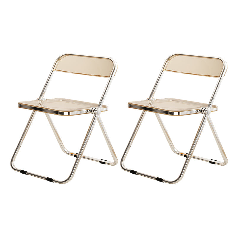 Industrial Style Folding Side Chair for Home Plastic Dining Armless Chair Amber 2 Piece Set Clearhalo 'Dining Chairs' 'Dining Tables & Seating' 'dining_chair' 'furn' 'furn_dining_chair' 'Furniture' 'furniture_dining_chair' 'Kitchen & Dining Furniture' 4864263
