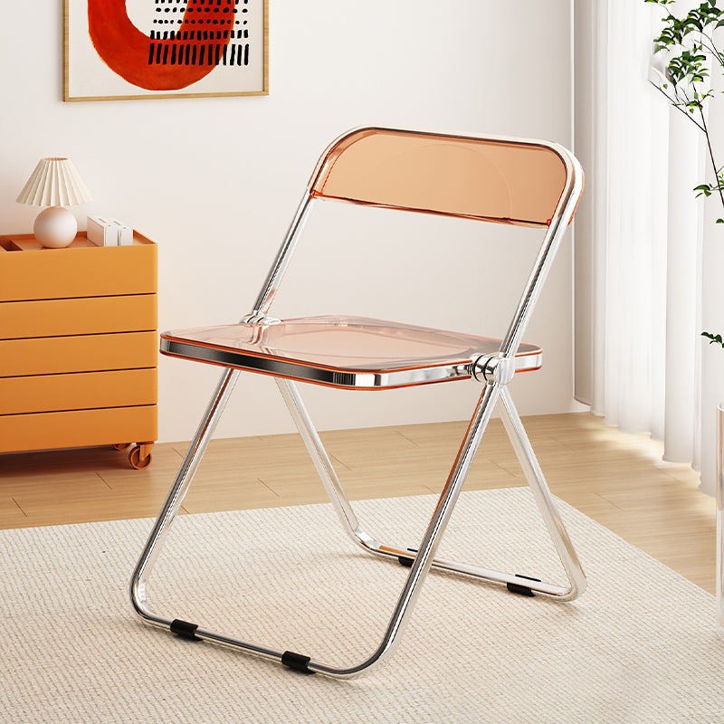 Industrial Style Folding Side Chair for Home Plastic Dining Armless Chair Caramel 1 Piece Clearhalo 'Dining Chairs' 'Dining Tables & Seating' 'dining_chair' 'furn' 'furn_dining_chair' 'Furniture' 'furniture_dining_chair' 'Kitchen & Dining Furniture' 4864268
